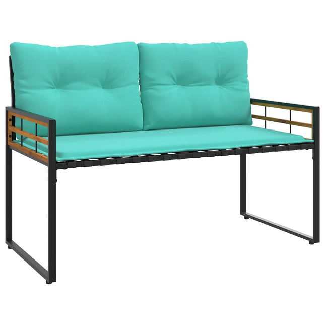 Trælagersbænk med pude Ensfarvet Turkis 114 x 55 x 77 cm
