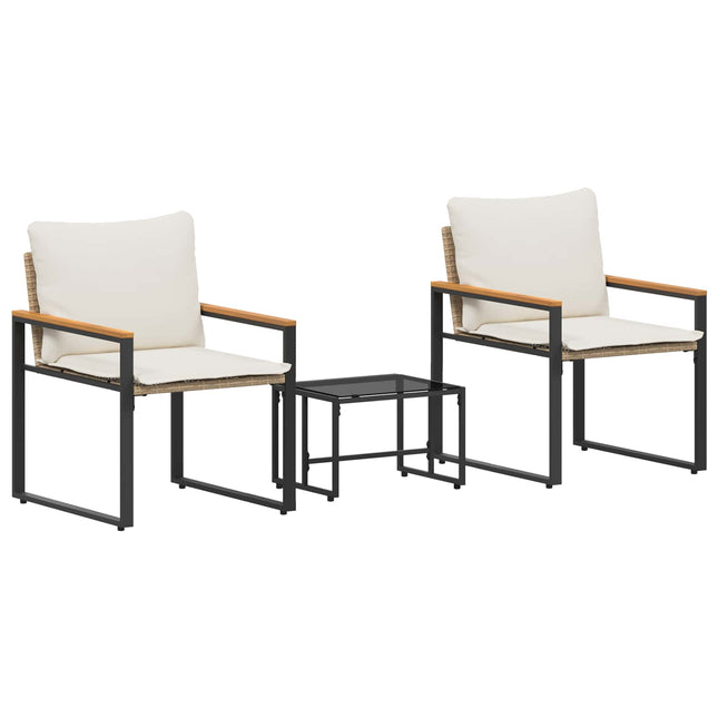 Møbel sæt 3 stk. Beige og cremehvid Rattan