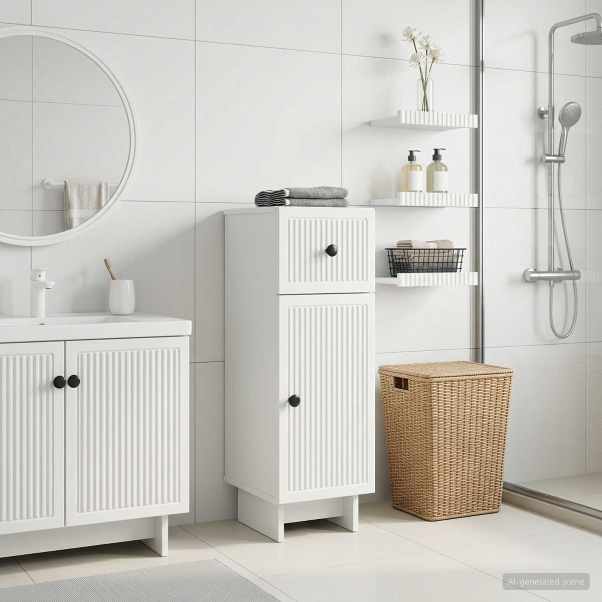 vidaXL Badeværelse Opbevaringsskab EDE Hvid 30 x 31 x 80 cm