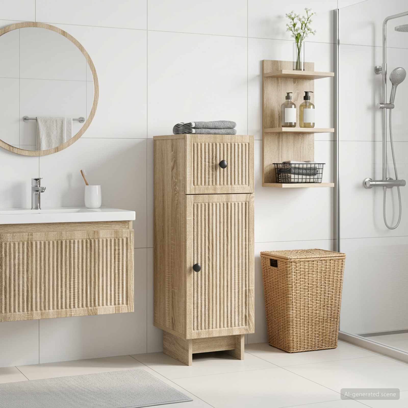 vidaXL Badeværelse Opbevaringsskab EDE Sonoma-eg 30 x 31 x 80 cm