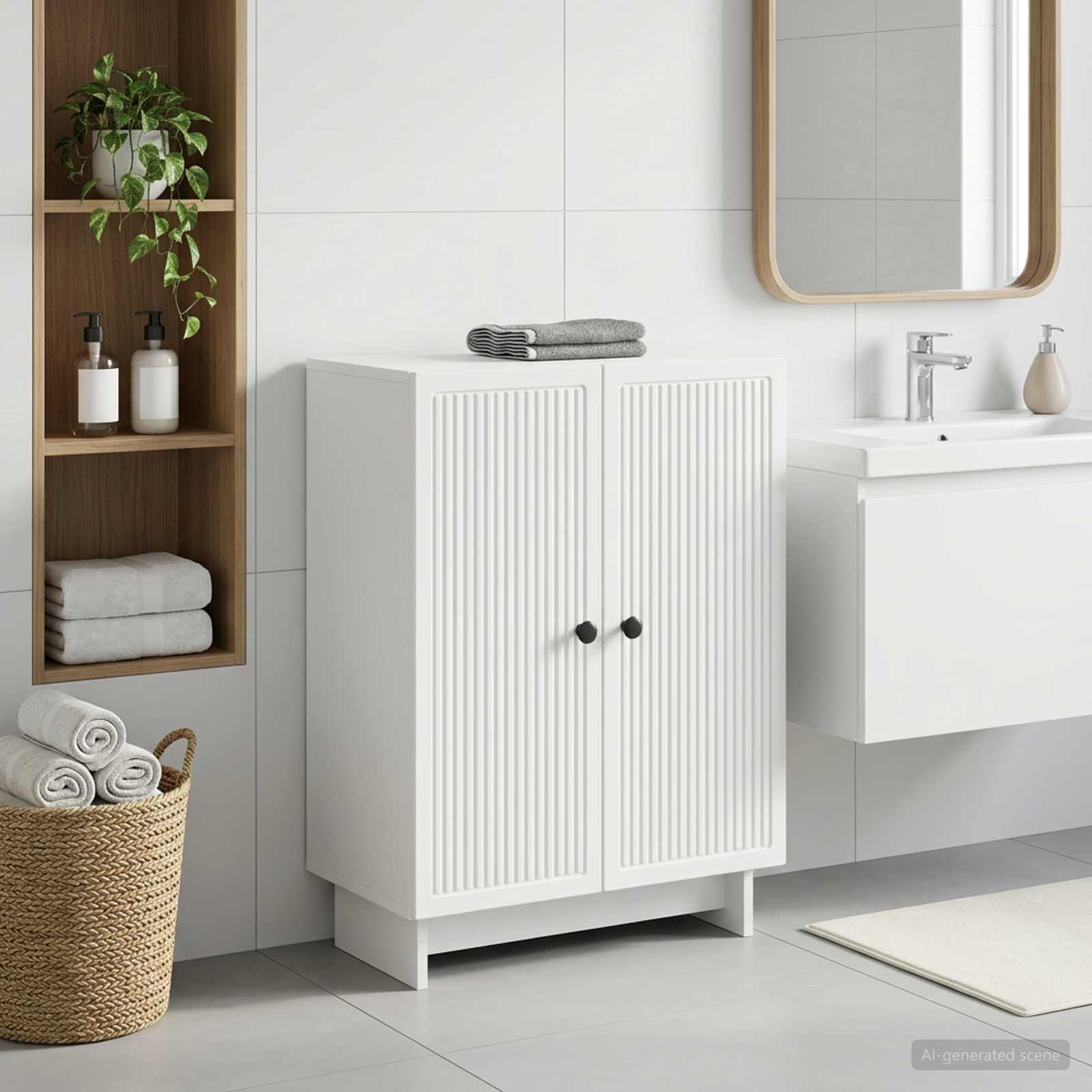 vidaXL Badeværelse Opbevaringsskab EDE Hvid 59,5 x 31 x 80 cm