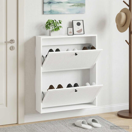 Vægmonteret Skoskab EDE 71 x 17 x 86 cm Konstrueret træ Hvid