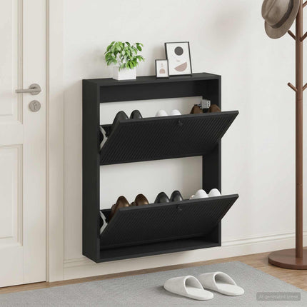 Vægmonteret Skoskab EDE 71 x 17 x 86 cm Konstrueret træ Sort