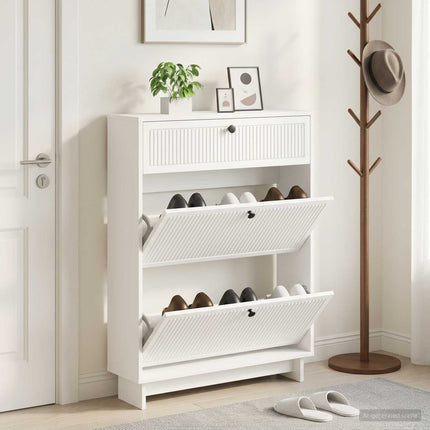Sko skab EDE 78 x 24 x 103 cm Konstrueret træ Hvid