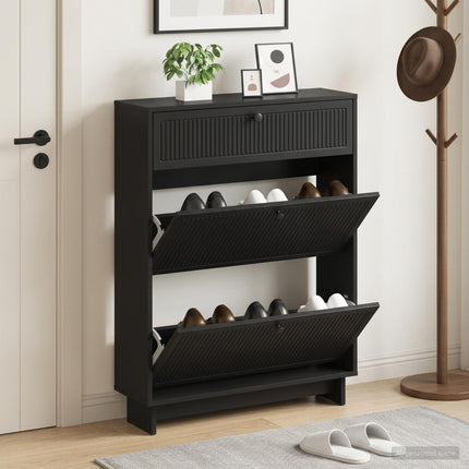 Sko skab EDE 78 x 24 x 103 cm Konstrueret træ Sort