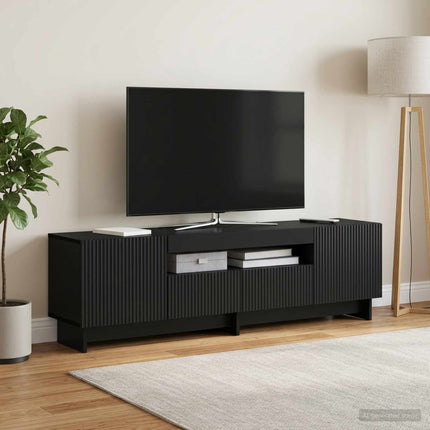 LED TV-skab Sort Konstrueret træ