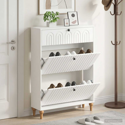 Sko skab ALKMAAR 78 x 24 x 103 cm Konstrueret træ Hvid