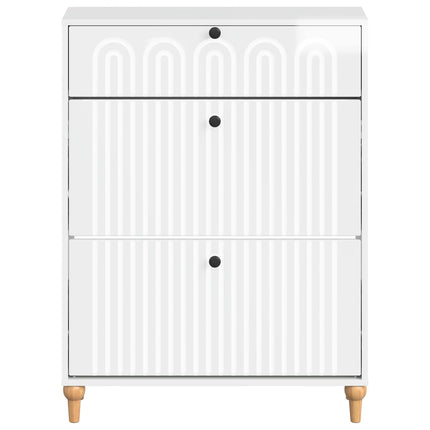 Sko skab ALKMAAR 78 x 24 x 103 cm Konstrueret træ Hvid højglans