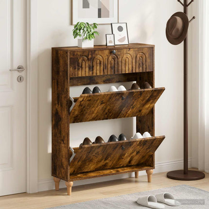 Sko skab ALKMAAR 78 x 24 x 103 cm Konstrueret træ Røget eg