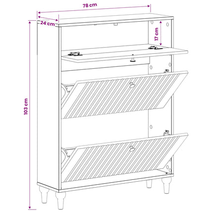 Sko skab ALKMAAR 78 x 24 x 103 cm Konstrueret træ Røget eg