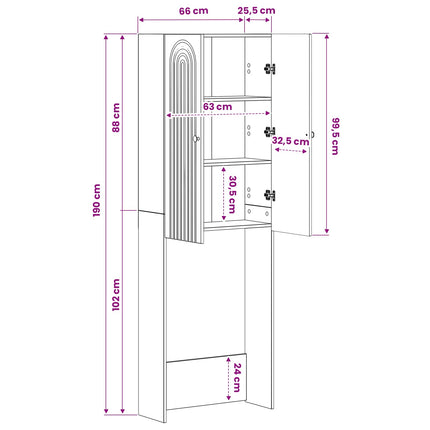 Toilet Skab ALKMAAR Sort 66 x 25,5 x 190 cm Konstrueret træ