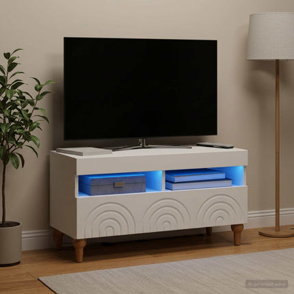 LED TV-skab Hvid Konstrueret træ