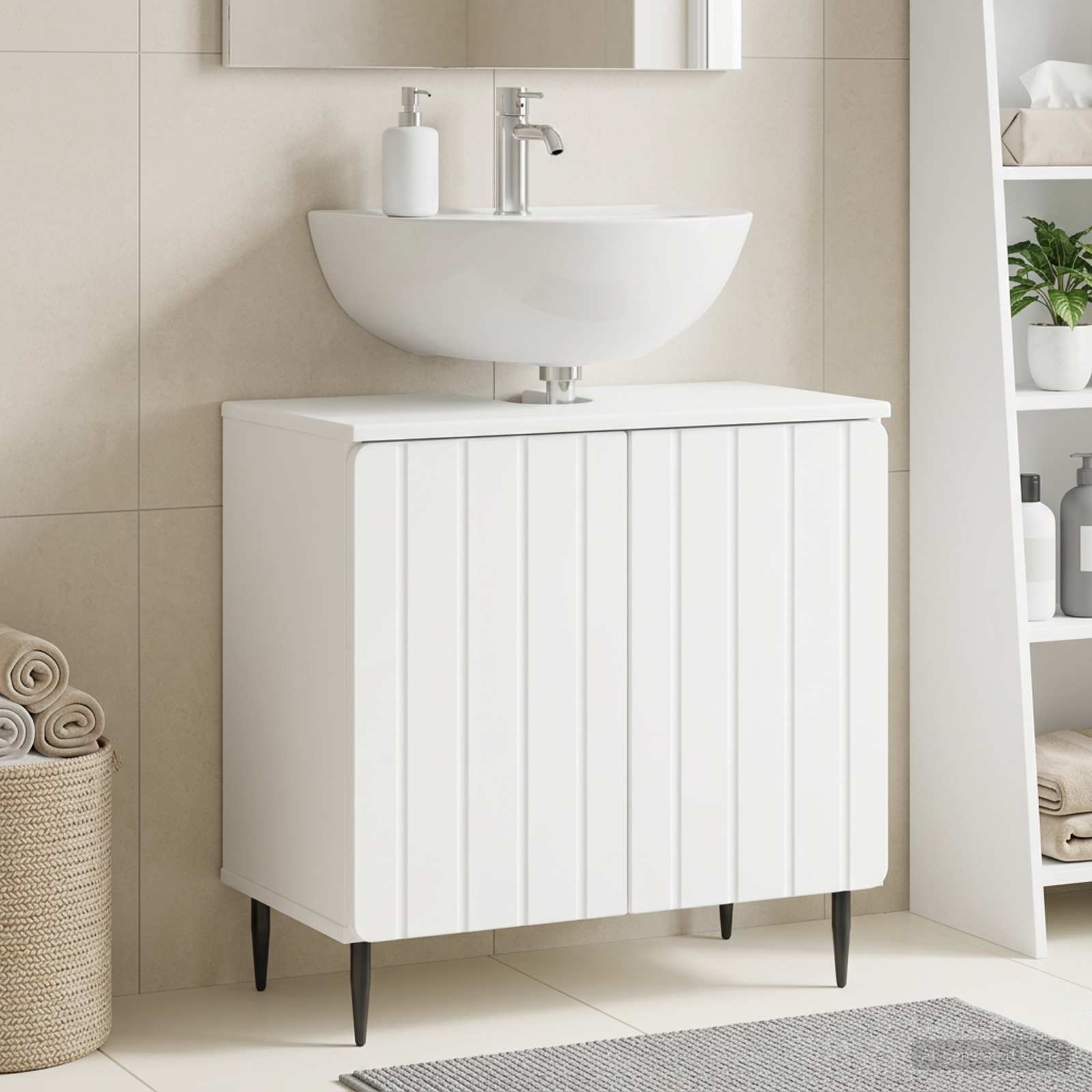 vidaXL Badeværelsesskabsunder ZWOLLE Hvid 59,5 x 31,5 x 59 cm