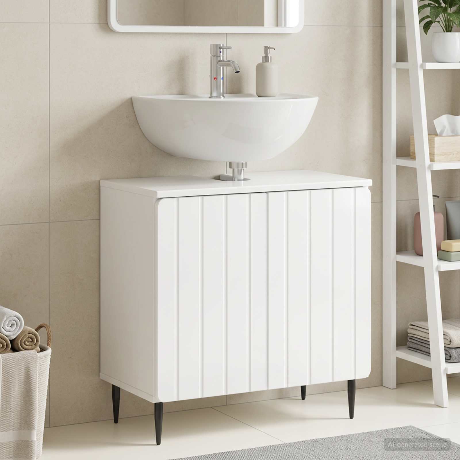vidaXL Badeværelsesskabsunder ZWOLLE Hvid højglans 59,5 x 31,5 x 59 cm