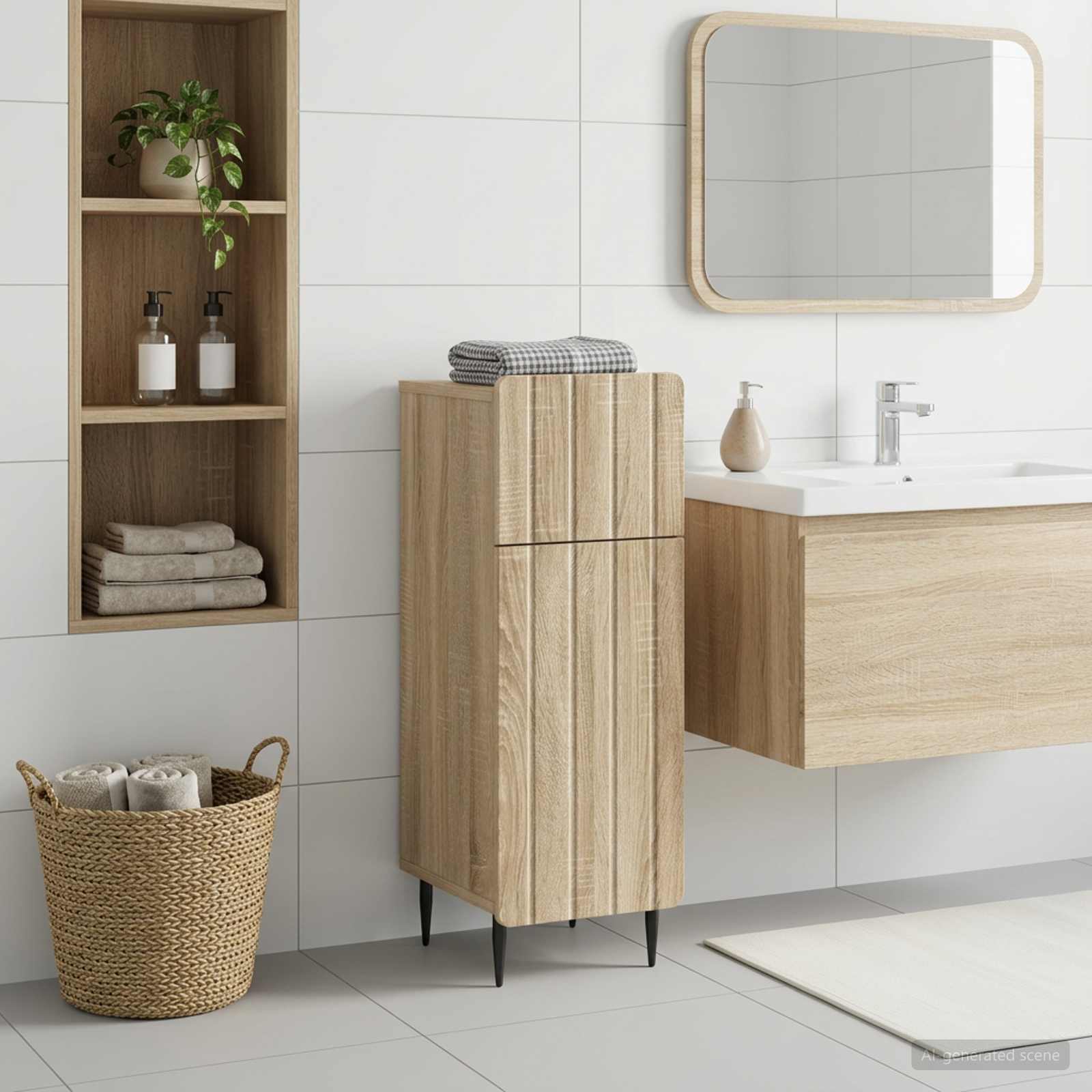 vidaXL Badeværelse Opbevaringsskab ZWOLLE Sonoma-eg 30 x 31 x 79,5 cm