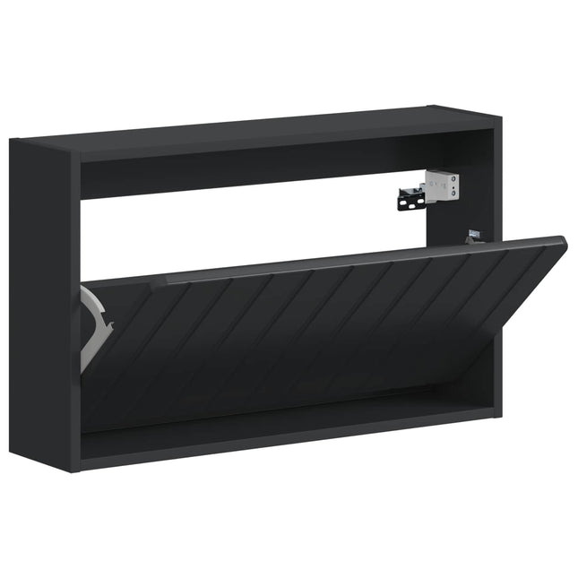 Vægmonteret Skoskab ZWOLLE 71 x 17 x 43 cm Konstrueret træ Sort