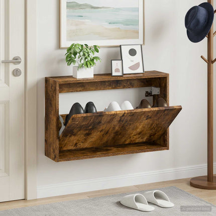 Vægmonteret Skoskab ZWOLLE 71 x 17 x 43 cm Konstrueret træ