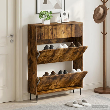 Sko skab ZWOLLE 78 x 24 x 103 cm Konstrueret træ Røget eg