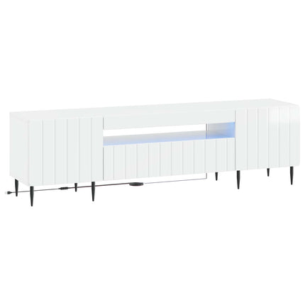 LED TV-skab Hvid højglans Konstrueret træ