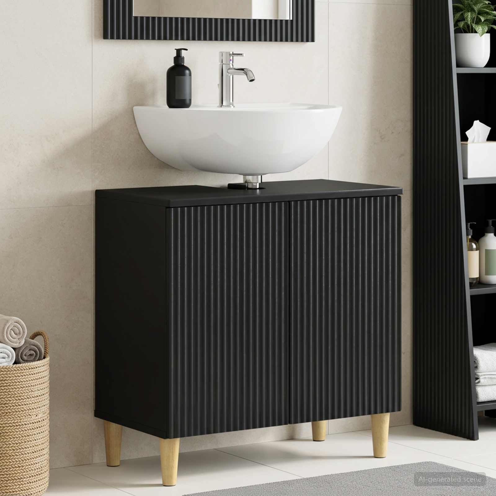 vidaXL Badeværelsesskabsunder ARNHEM Sort 59,5 x 31,5 x 59 cm