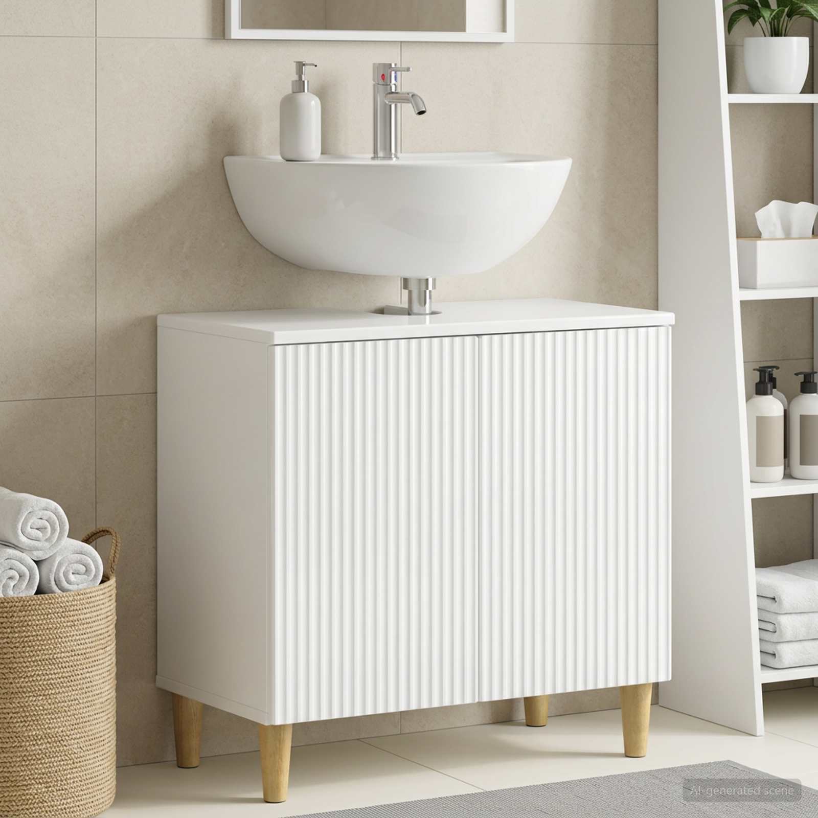vidaXL Badeværelsesskabsunder ARNHEM Hvid højglans 59,5 x 31,5 x 59 cm
