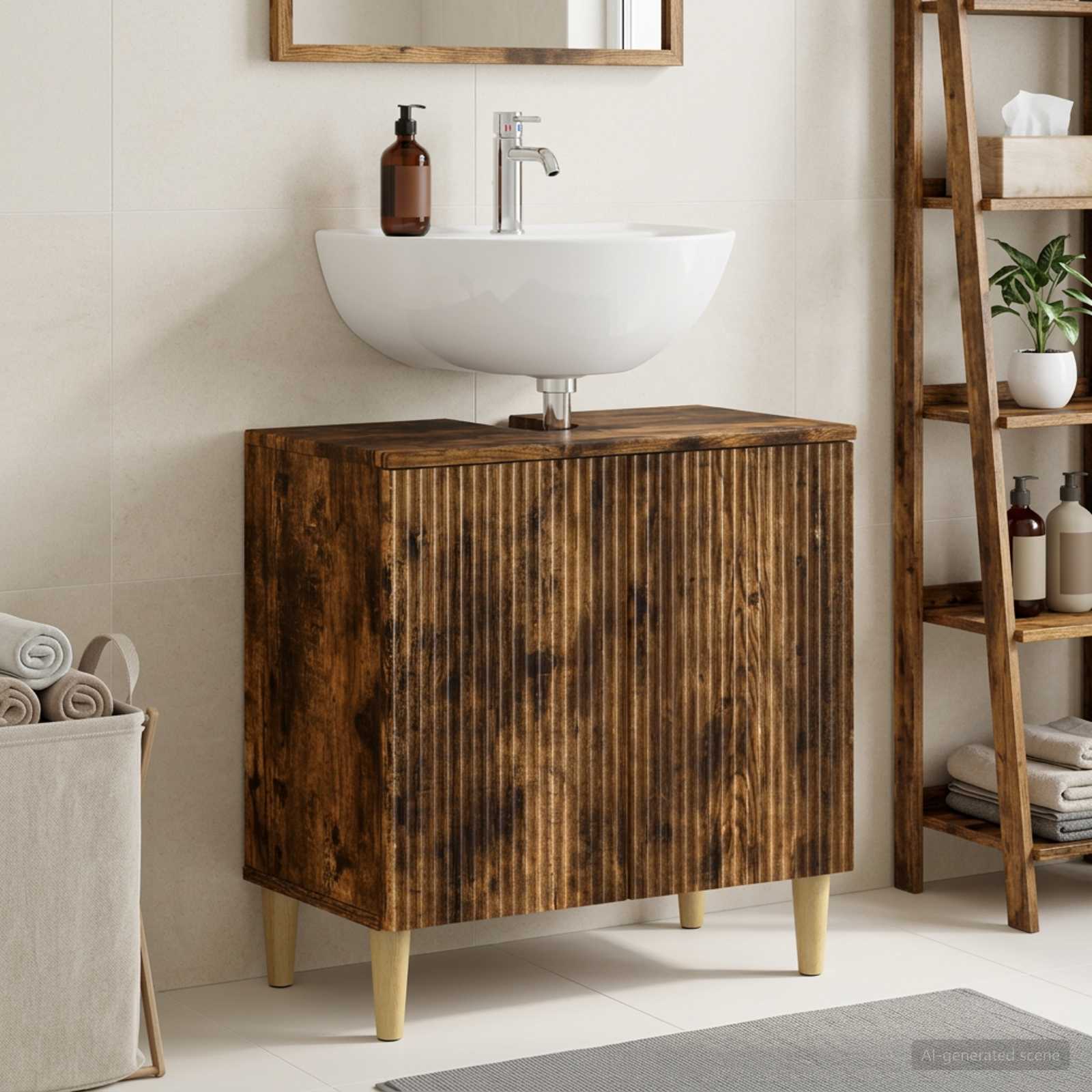 vidaXL Badeværelsesskabsunder ARNHEM Røget eg 59,5 x 31,5 x 59 cm