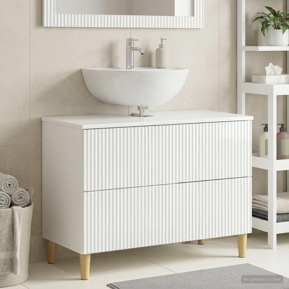 Badevrelsesskabsunder ARNHEM Hvid hjglans 82 x 41 x 59 cm