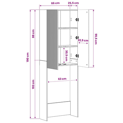 Toilet Skab ARNHEM Hvid 66 x 25,5 x 190 cm Konstrueret træ