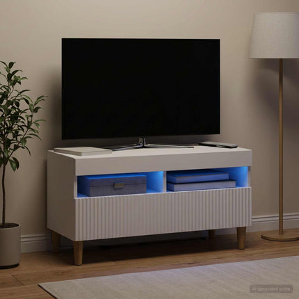 LED TV-skab Hvid Konstrueret træ