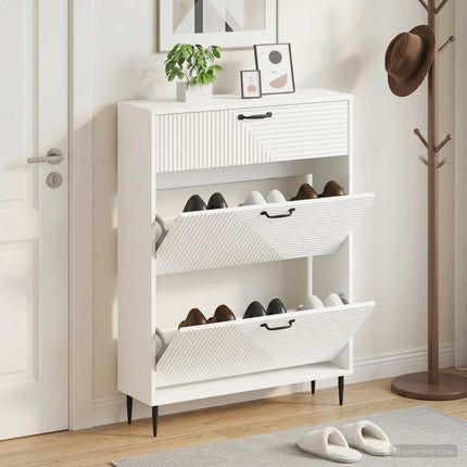 Sko skab HAARLEM 78 x 24 x 103 cm Konstrueret træ Hvid