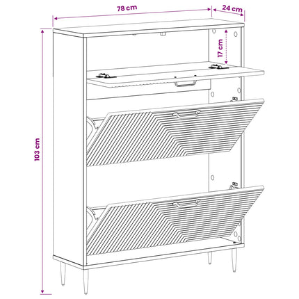 Sko skab HAARLEM 78 x 24 x 103 cm Konstrueret træ Sort