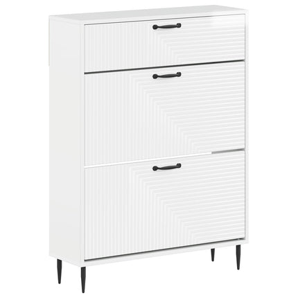 Sko skab HAARLEM 78 x 24 x 103 cm Konstrueret træ Hvid højglans