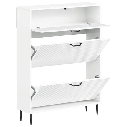 Sko skab HAARLEM 78 x 24 x 103 cm Konstrueret træ Hvid højglans