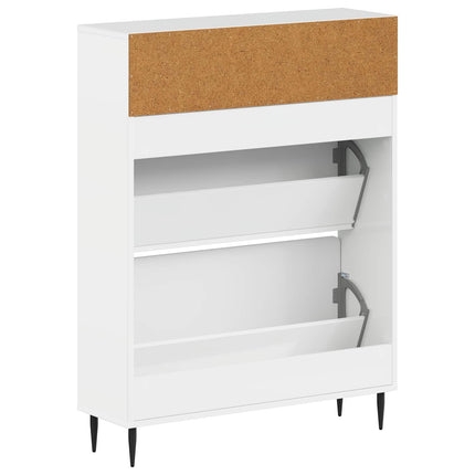 Sko skab HAARLEM 78 x 24 x 103 cm Konstrueret træ Hvid højglans