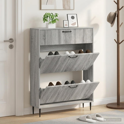 Sko skab HAARLEM 78 x 24 x 103 cm Konstrueret træ Grå Sonoma