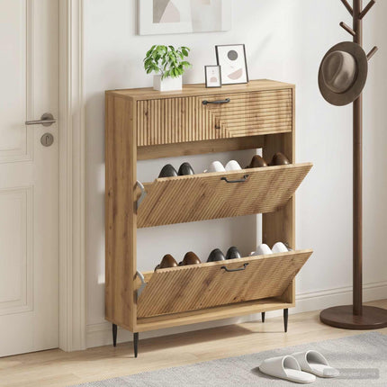 Sko skab HAARLEM 78 x 24 x 103 cm Konstrueret træ Artisan-eg