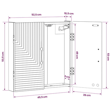 Dartboard Skab HAARLEM Sort 52,5 x 10,5 x 53,5 cm