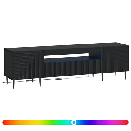 LED TV-skab Sort Konstrueret træ