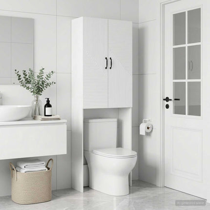 Toilet Skab HAARLEM Hvid 66 x 25,5 x 190 cm Konstrueret træ