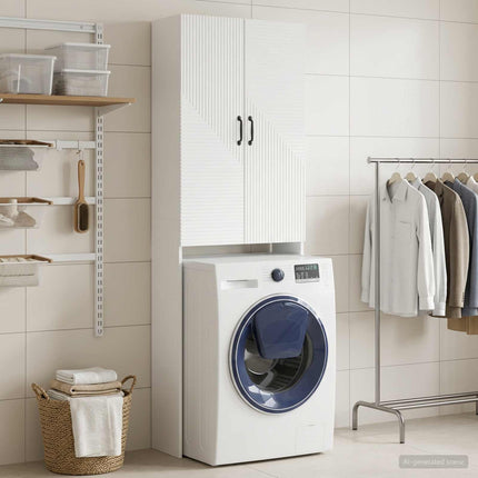 Toilet Skab HAARLEM Hvid 66 x 25,5 x 190 cm Konstrueret træ