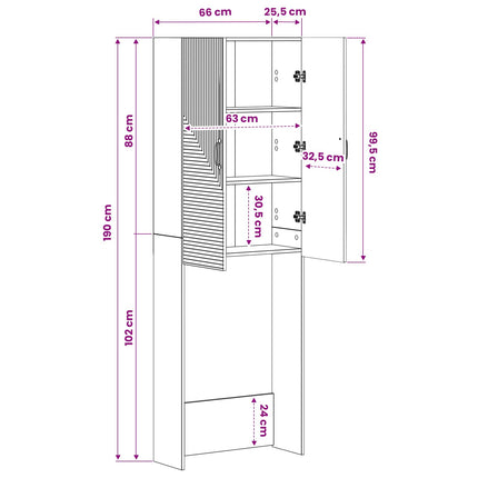 Toilet Skab HAARLEM Gammelt træ 66 x 25,5 x 190 cm