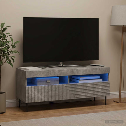 LED TV-skab Betongrå Konstrueret træ