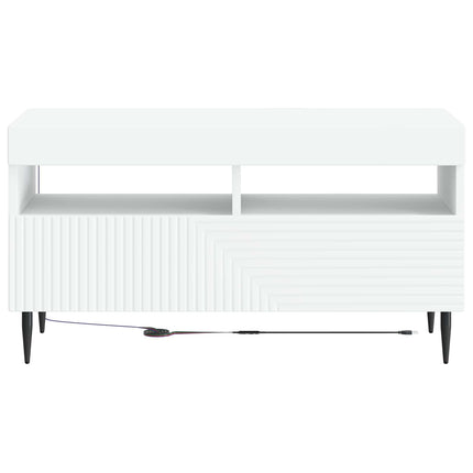 LED TV-skab Hvid Konstrueret træ