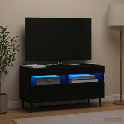 LED TV-skab Sort Konstrueret træ