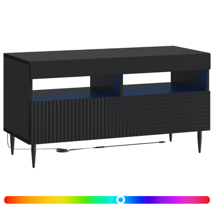 LED TV-skab Sort Konstrueret træ