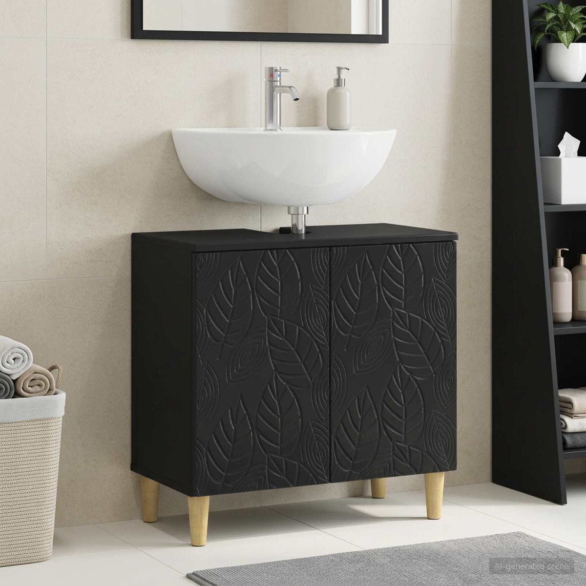 Badevrelsesskabsunder DELFT Sort 59,5 x 31,5 x 59 cm