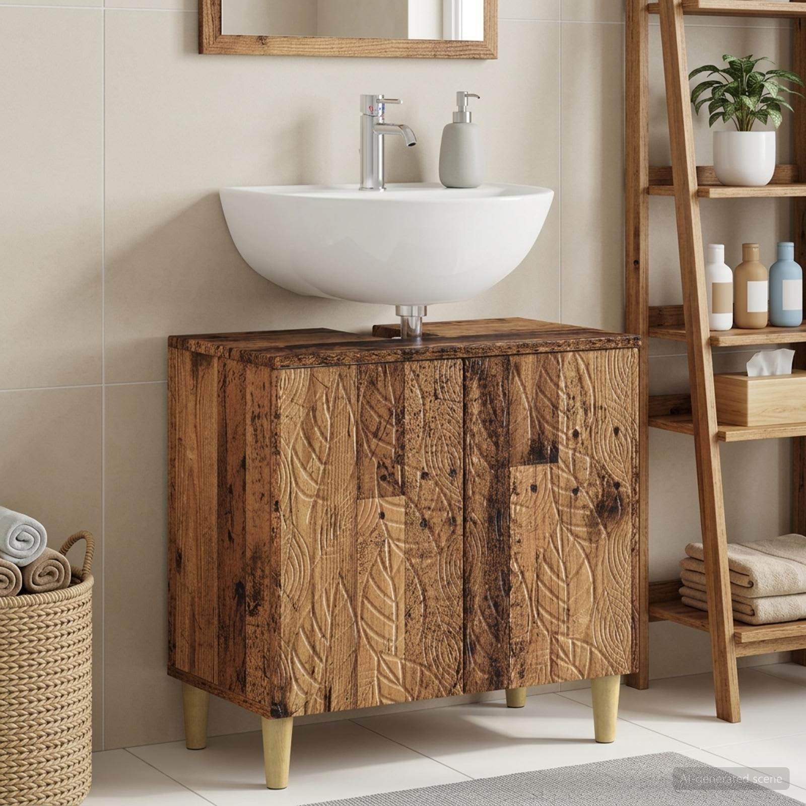 Badevrelsesskabsunder DELFT Gammelt tr 59,5 x 31,5 x 59 cm