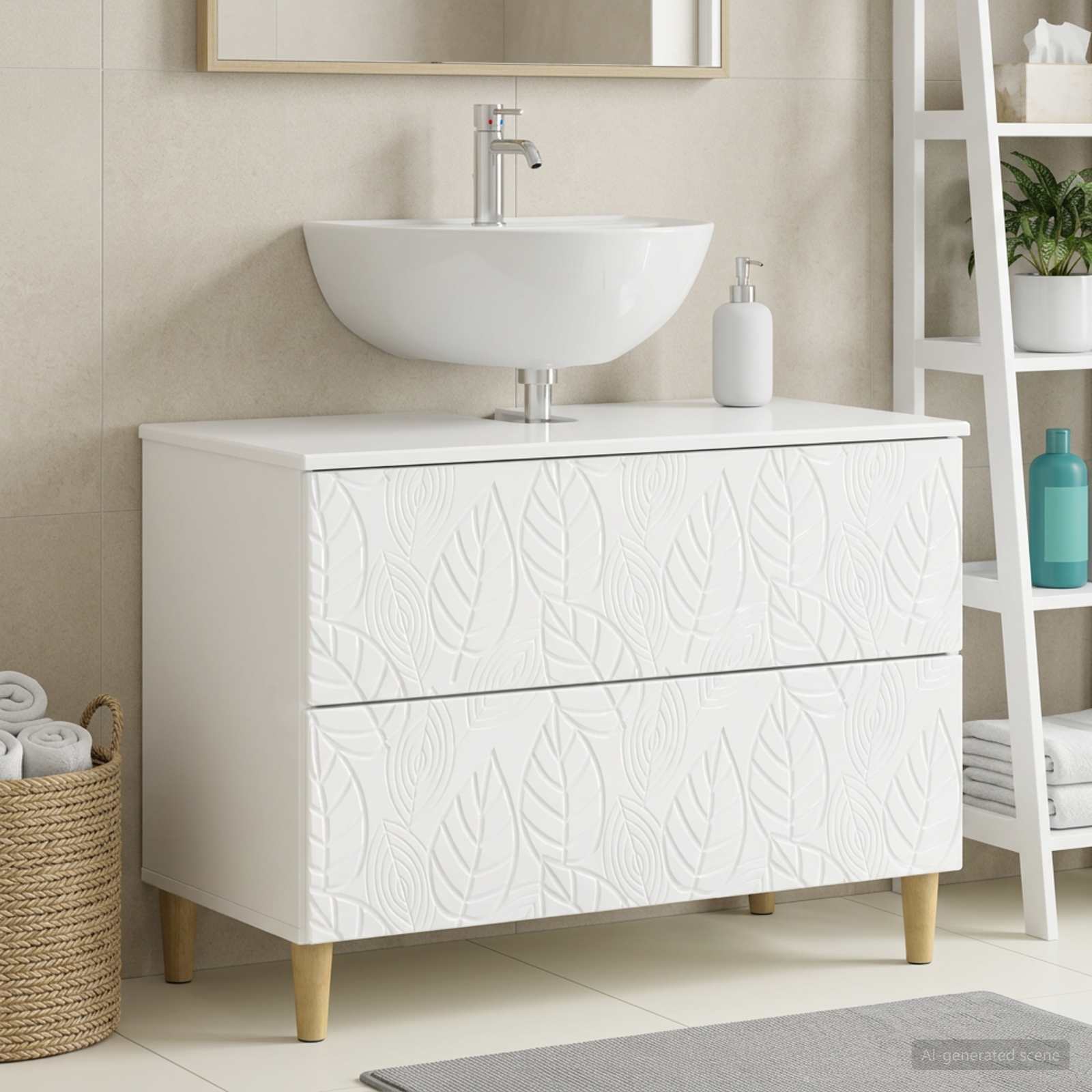 Badevrelsesskabsunder DELFT Hvid hjglans 82 x 41 x 59 cm