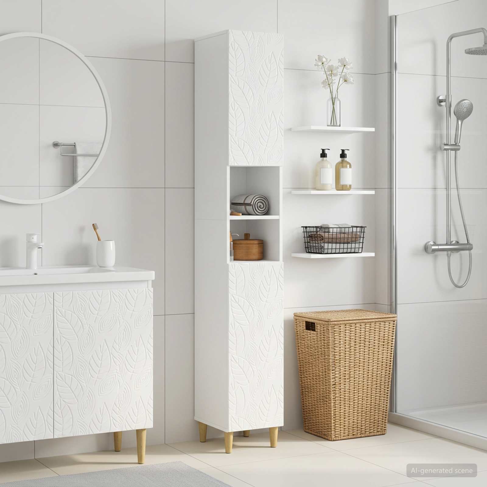 Badevrelsesskab med ben Hylde DELFT Hvid hjglans