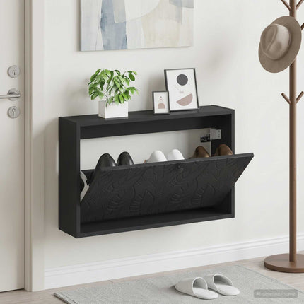 Vægmonteret Skoskab DELFT 71 x 17 x 43 cm Konstrueret træ Sort